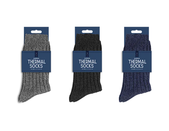 Gem Imports 12 Pack Ribbed Thermal Socks Men's