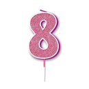 Oaktree Party Candle Number 8 Pink 7.5cm