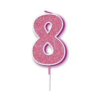 Oaktree Party Candle Number 8 Pink 7.5cm