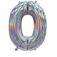 Sensations Foil Balloon Silver 30" Number 0
