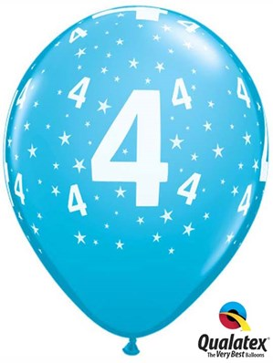Qualatex Age 4 Light Blue 11" Latex Balloons 6pk