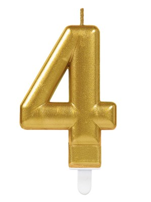 Amscan Party Candle Number 4 Metallic Gold