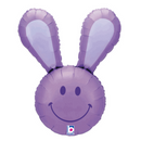 Smiley Easter Bunny Head Lavender 37" Foil Balloon