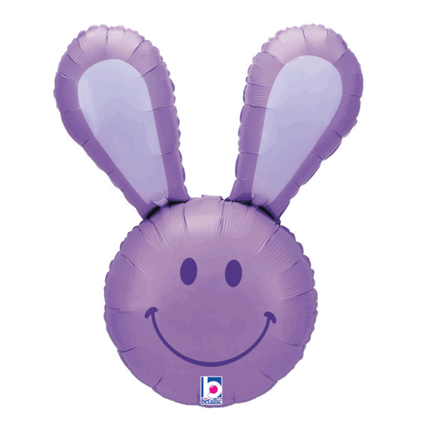 Smiley Easter Bunny Head Lavender 37" Foil Balloon