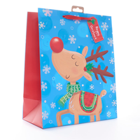 Gift Bag Reindeer Blue Giant Portrait 12pk