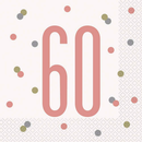 Rose Gold Glitz 60th Birthday Napkins 16pk