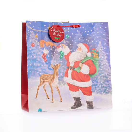 Gift Bag Christmas Wishes Santa Giant Square 12pk