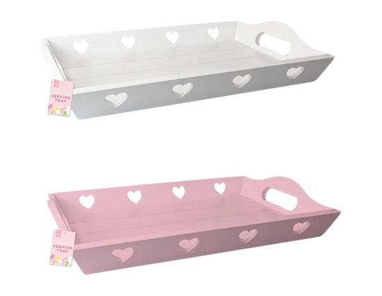 Mother's Day Heart Design Wooden Tray 2pk
