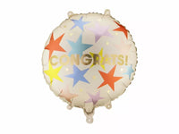 PartyDeco 14-inch foil balloon with "Congrats" lettering, shiny metallic surface, ideal for celebration decorations.