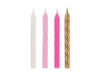 Unique 24 Pack Party Candle Pink, White & Gold