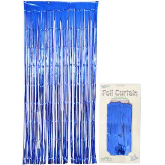 Door Curtain Foil 90cm x 2.4m Metallic Blue