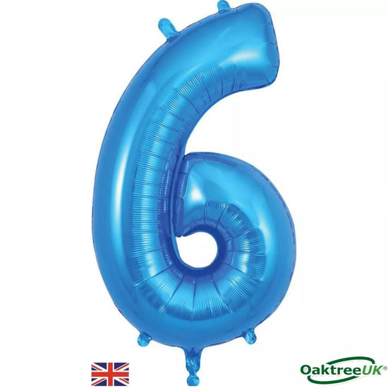 Oaktree Foil Balloon Blue 34" Number 6