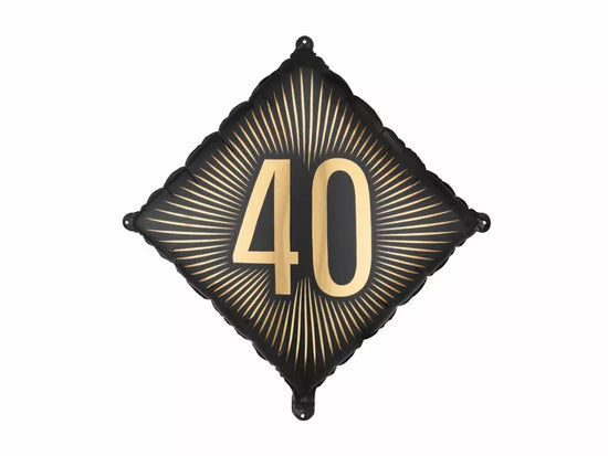 PartyDeco Foil Balloon Black & Gold Age 40 18"