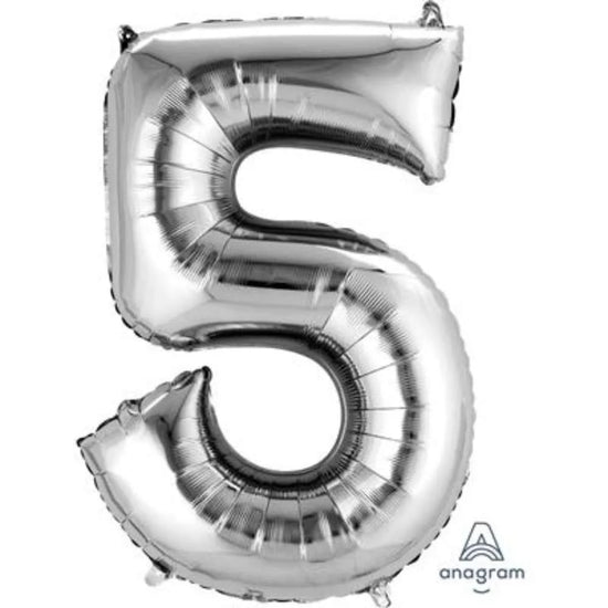 Anagram Foil Balloon Silver 34" Number 5