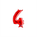 Red Grabo foil balloon shaped as the number 4, 14 inches, with shiny metallic finish and visible balloon seams.