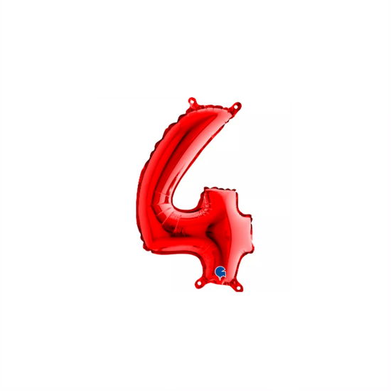 Grabo Foil Balloon Red 14" Number 4