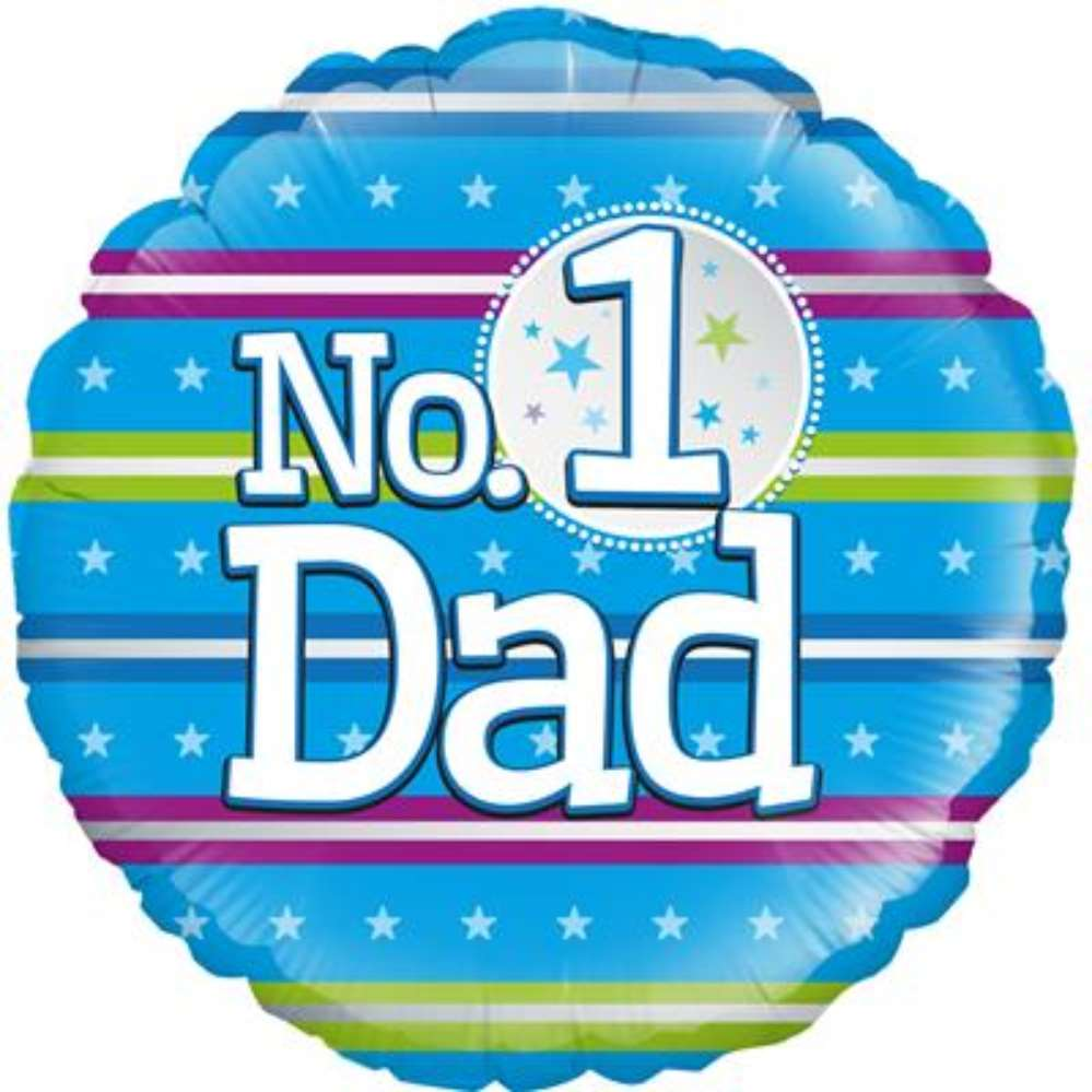 Oaktree 18-inch foil balloon with the number 1 and "Dad" in bold, perfect for celebrating Father’s Day or special occasions.