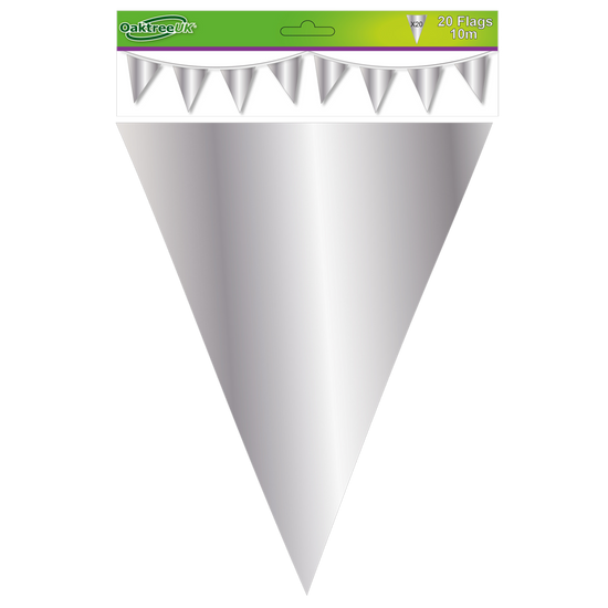 Flag Bunting Metallic Silver 10M (20 Flags)