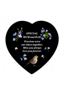 Memorial Slate Heart Mum & Dad 20cm