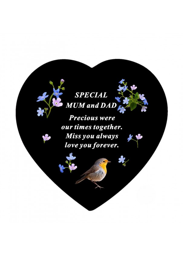 Memorial Slate Heart Mum & Dad 20cm