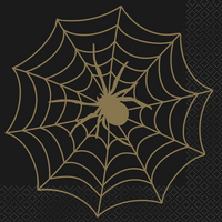 Halloween Black & Gold Spiderweb Napkins 16pk
