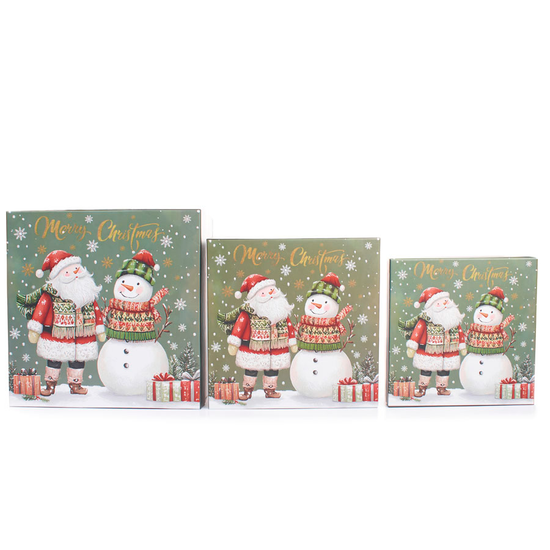 Santa & Snowman Gift Boxes Large Set Of 3