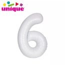 Unique Foil Balloon Matte White 34" Number 6