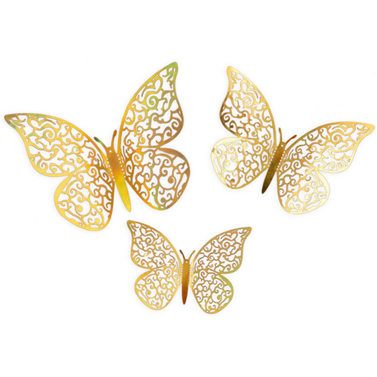 Oaktree 12 Pack Adhesive Butterflies Gold