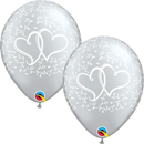Qualatex Entwined Hearts Silver 11" Latex 6pk