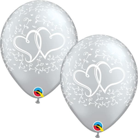 Qualatex Entwined Hearts Silver 11" Latex 6pk