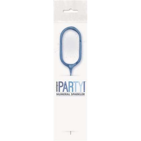 Unique Party Candle Sparkler Number 0 Blue 7