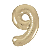 Unique Foil Balloon White Gold 34" Number 9