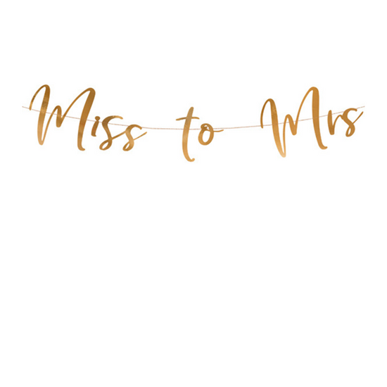 PartyDeco Letter Banner Miss To Mrs Rose Gold 76cm