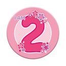 Six small Tiger Feet birthday badges featuring the number 2, perfect for celebrating a second birthday.
