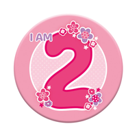 Six small Tiger Feet birthday badges featuring the number 2, perfect for celebrating a second birthday.