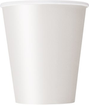 Unique 8 Pack Cups Bright White 9oz