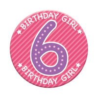 Six small Tiger Feet birthday badges featuring the age 6, perfect for celebrating and decorating birthday parties.