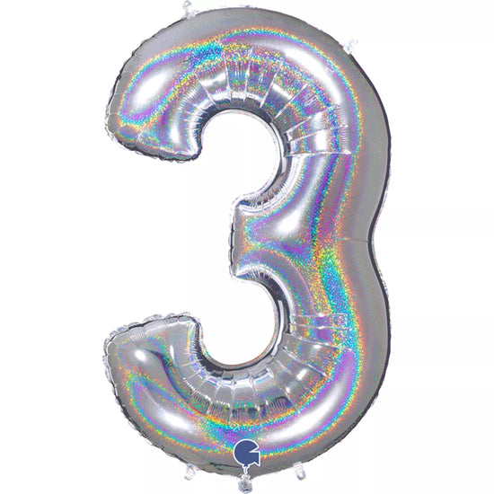 Grabo Foil Holo Glitter Silver 40" Number 3