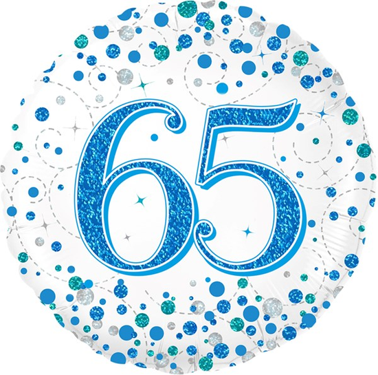 Oaktree Sparkling Fizz Age 65 Blue 18" Foil