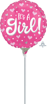 Anagram It's A Girl Pink 9" Air Fill Foil Balloon