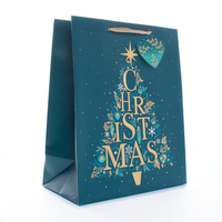 Gift Bag Christmas Tree Blue Small Portrait 12pk
