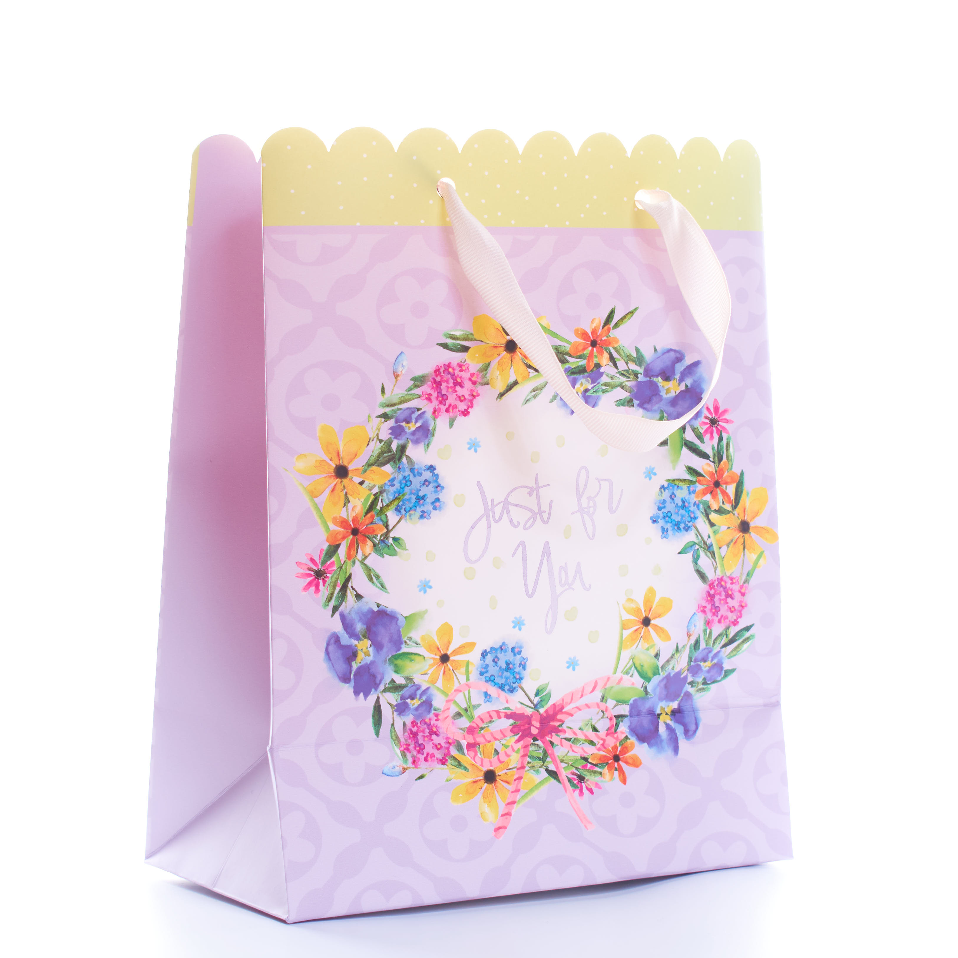 Gift Bag Just For You Floral Medium 6pk