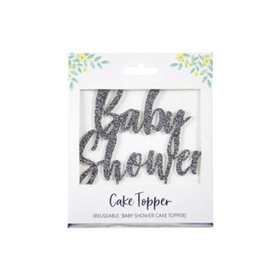 Cake Topper Baby Shower Silver