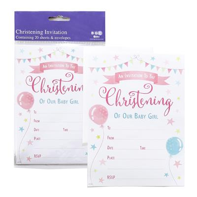Christening Girl Invitations 10x20pk
