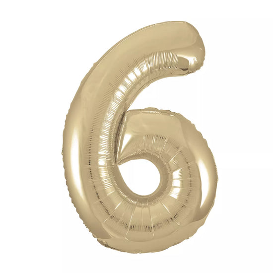 Unique Foil Balloon White Gold 34" Number 6