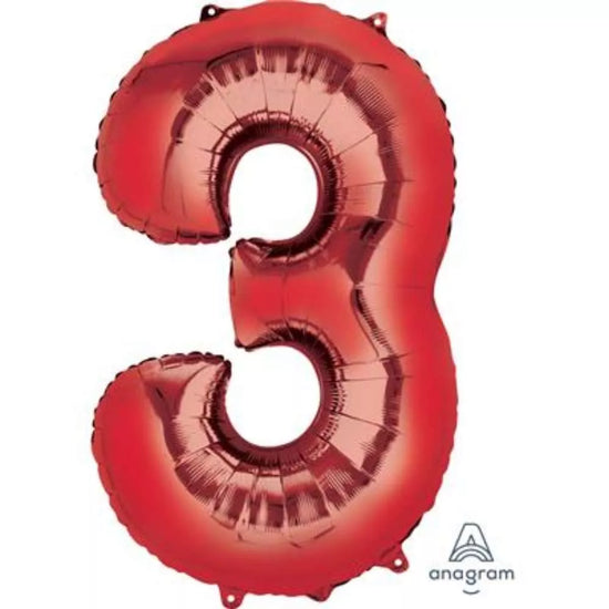 Anagram Foil Balloon Red 34" Number 3