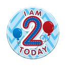 Six small Tiger Feet birthday badges featuring age 2 designs, perfect for celebrating a two-year-old's special day.