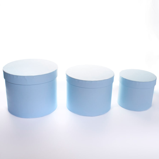 Hat Box Lt Blue 3pc L-6x7.5"/M-5.5x7"/S-4.5x5.5