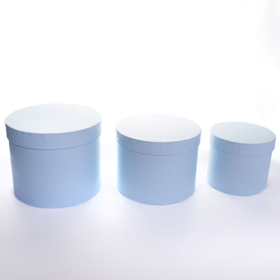 Hat Box Lt Blue 3pc L-6x7.5"/M-5.5x7"/S-4.5x5.5