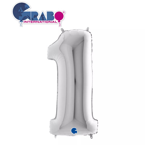Grabo Foil Balloon Silver 40" Number 1